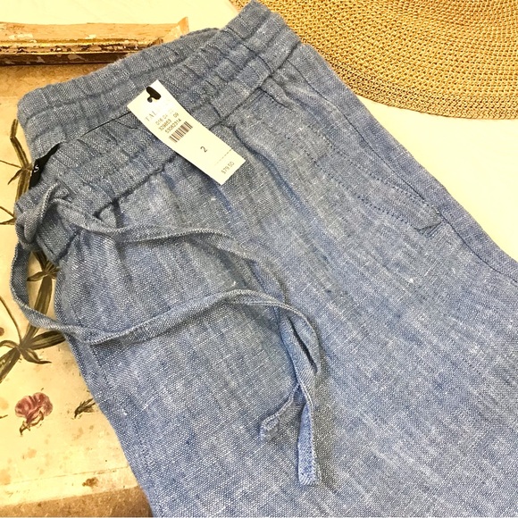 NWT Talbots Linen Chambray Tie Waist Pants - Picture 13 of 16